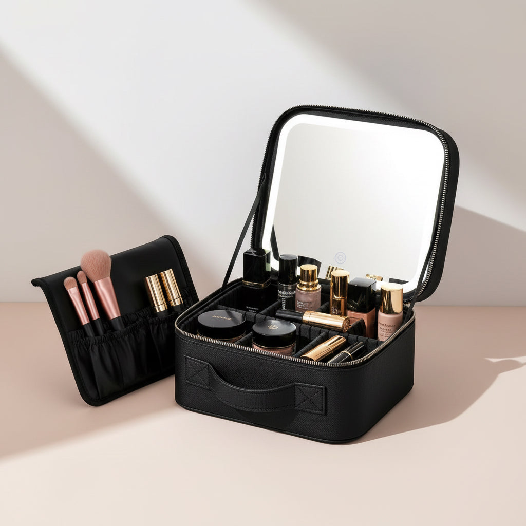 ⭐ Bolso Organizador de Maquillaje con Espejo LED
