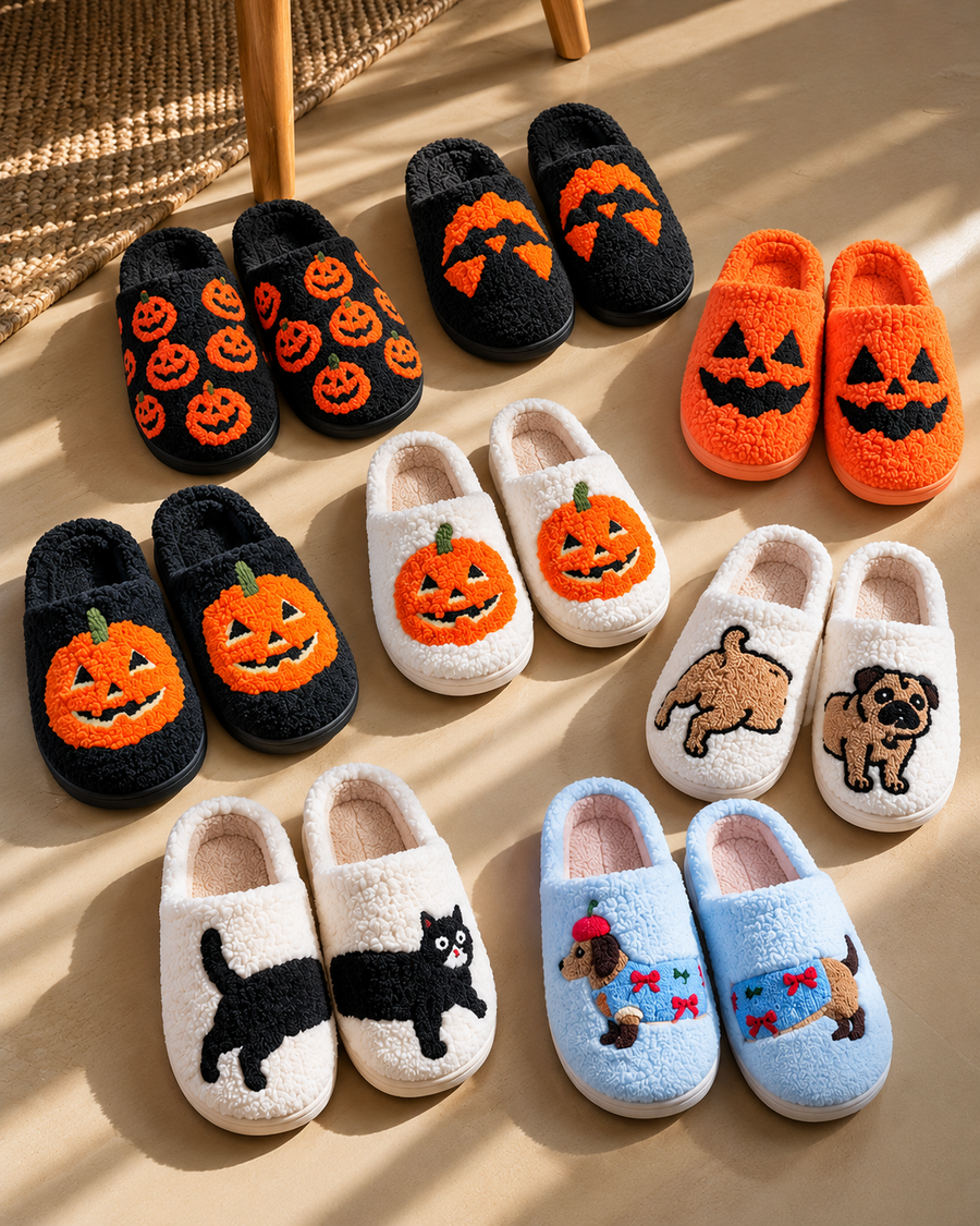 Your feet deserve this 🐾 Cotton slippers with a design, Perfect for cold weather