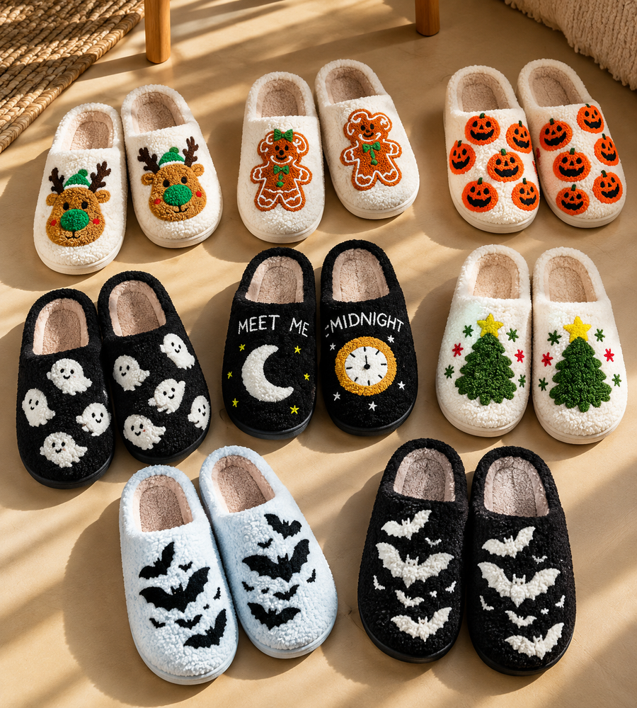 Your feet deserve this 🐾 Cotton slippers with a design, Perfect for cold weather